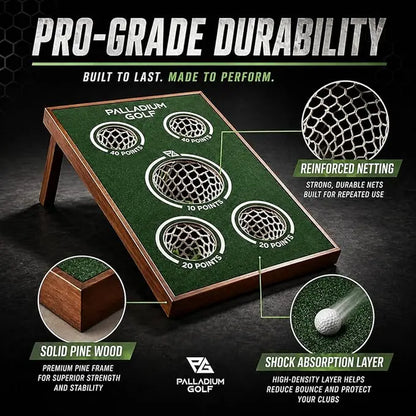 Palladium Solid Wood Golf Chipping Game Board - Durable Cornhole Set for Practice and Play