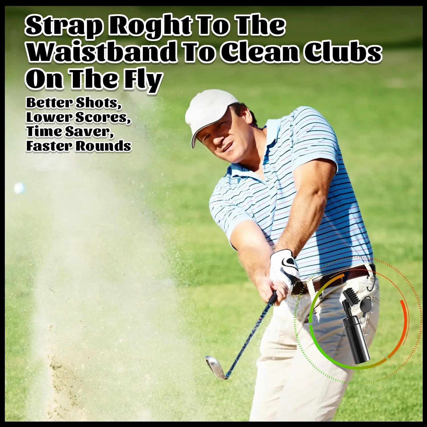 Professional Golf Club Cleaner Brush with Retractable Clip - 2-in-1 Portable Cleaning Tool for Golf Accessories, 5 Ounce Water Capacity