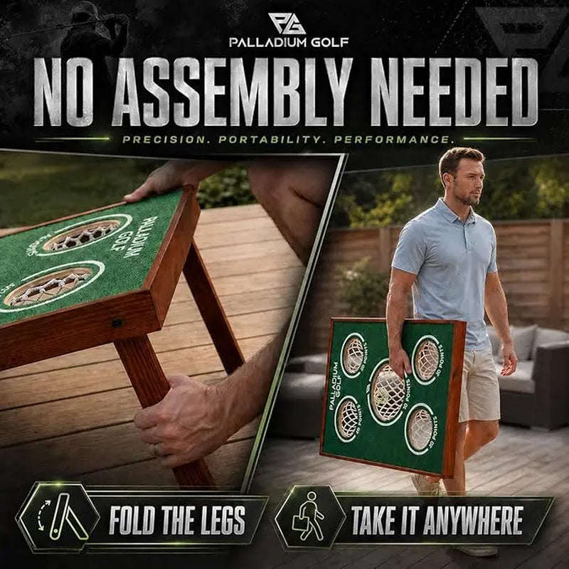 Palladium Solid Wood Golf Chipping Game Board - Durable Cornhole Set for Practice and Play