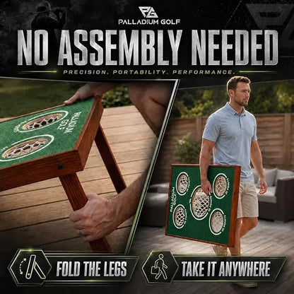 Palladium Solid Wood Golf Chipping Game Board - Durable Cornhole Set for Practice and Play