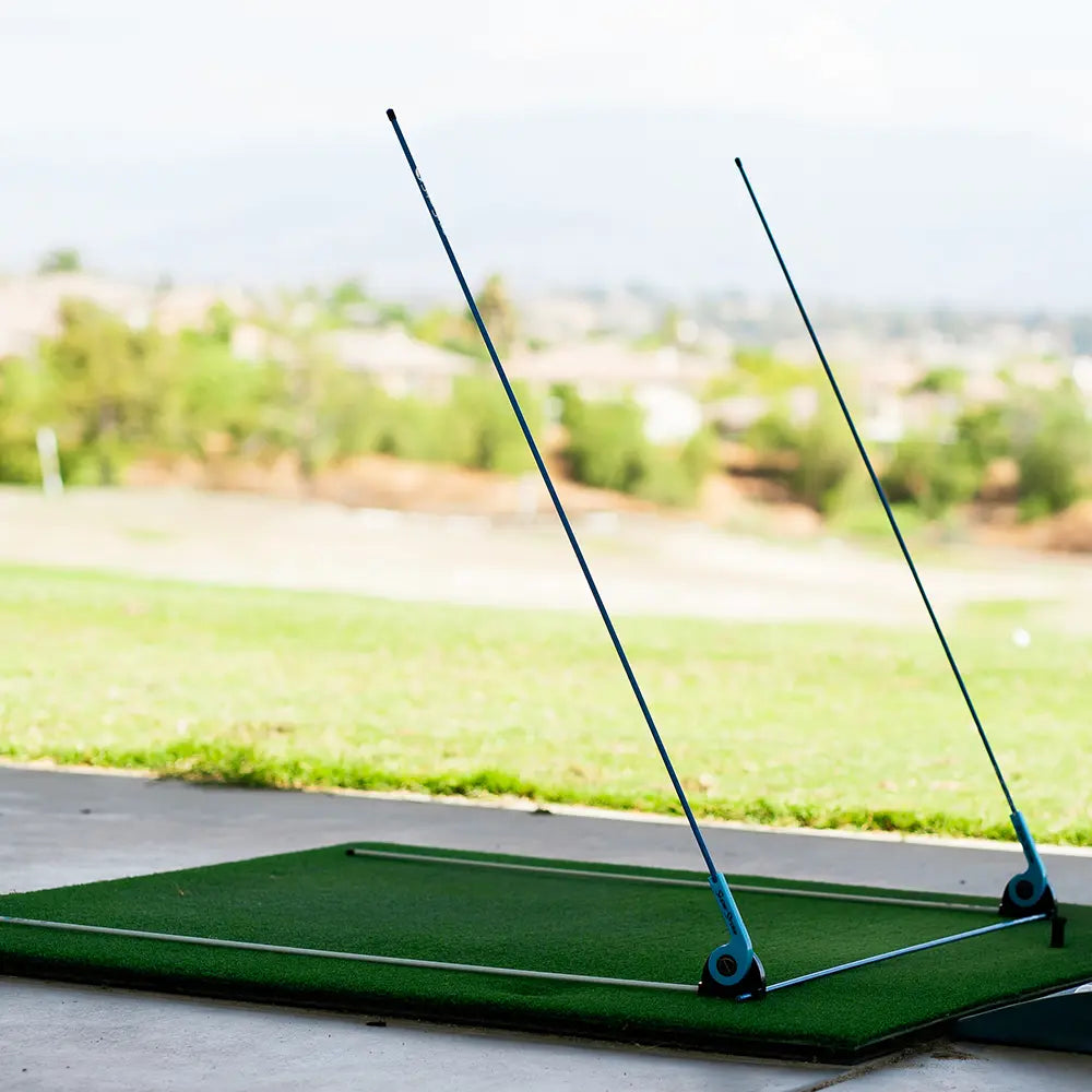 Professional Golf Swing Training Aid with 45-Inch Fiberglass Rods, Adjustable Practice Equipment for Adults, Ambidextrous Design for On-Plane Motion and Complete Swing Sequence