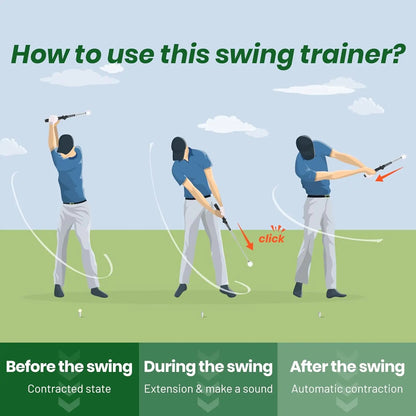 Professional Golf Swing Trainer with Stainless Steel Shaft and Rubber Grip - Portable Device with Click Feedback for Tempo Training Suitable for All Skill Levels