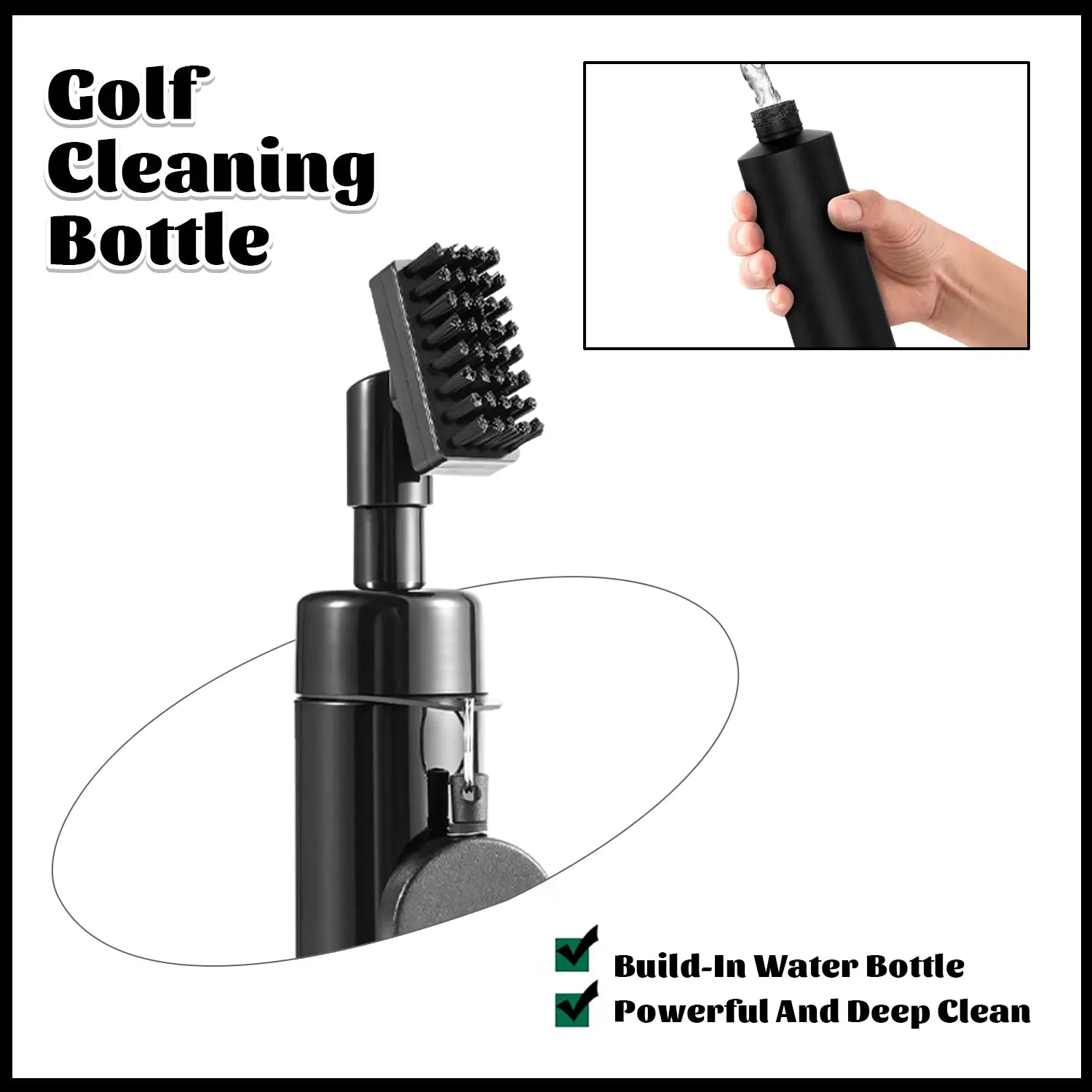 Professional Golf Club Cleaner Brush with Retractable Clip - 2-in-1 Portable Cleaning Tool for Golf Accessories, 5 Ounce Water Capacity