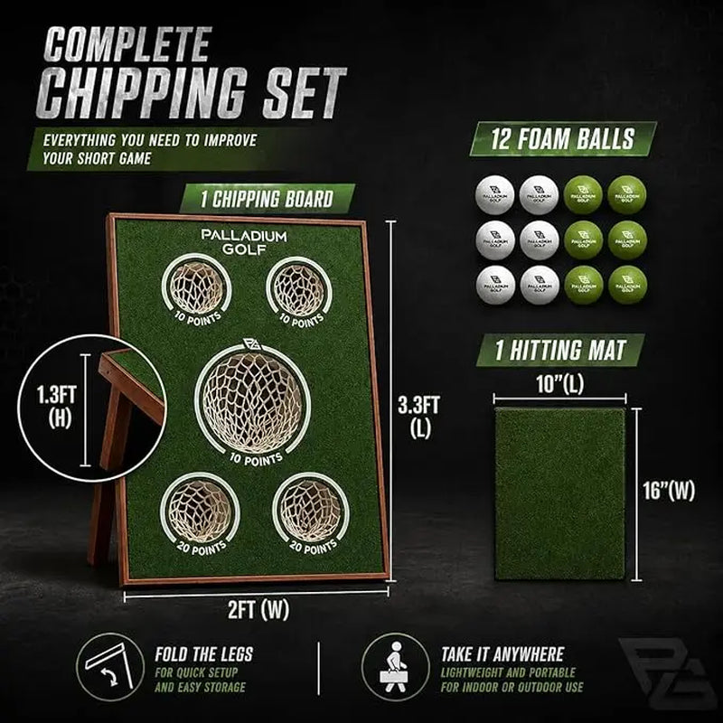 Palladium Solid Wood Golf Chipping Game Board - Durable Cornhole Set for Practice and Play
