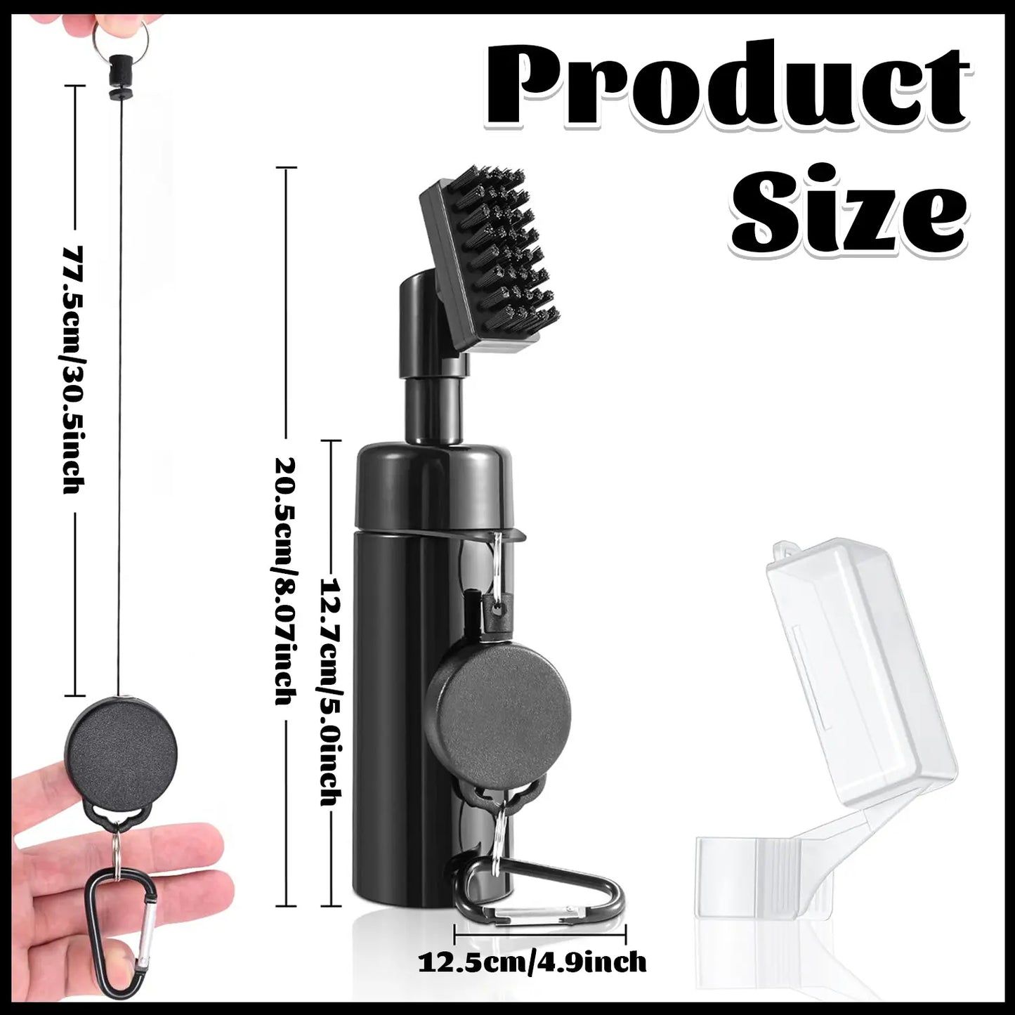 Professional Golf Club Cleaner Brush with Retractable Clip - 2-in-1 Portable Cleaning Tool for Golf Accessories, 5 Ounce Water Capacity