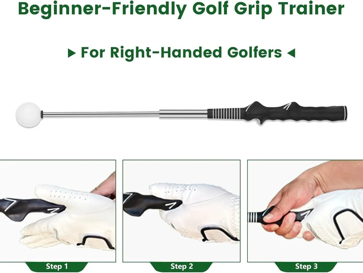 Professional Golf Swing Trainer with Stainless Steel Shaft and Rubber Grip - Portable Device with Click Feedback for Tempo Training Suitable for All Skill Levels