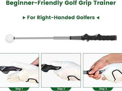 Professional Golf Swing Trainer with Stainless Steel Shaft and Rubber Grip - Portable Device with Click Feedback for Tempo Training Suitable for All Skill Levels