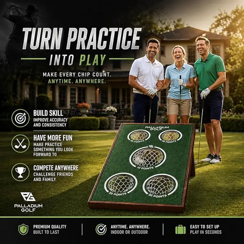 Palladium Solid Wood Golf Chipping Game Board - Durable Cornhole Set for Practice and Play