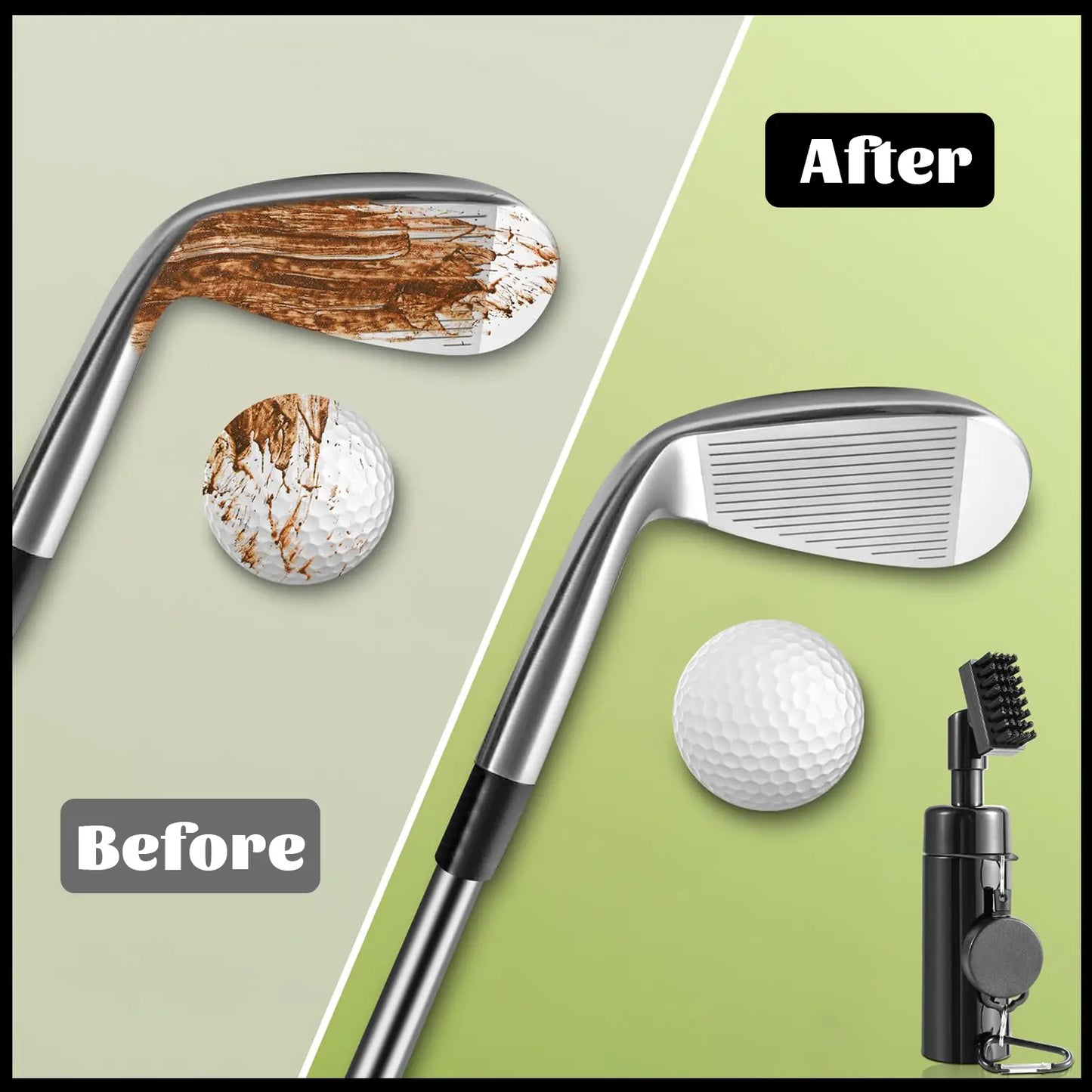 Professional Golf Club Cleaner Brush with Retractable Clip - 2-in-1 Portable Cleaning Tool for Golf Accessories, 5 Ounce Water Capacity