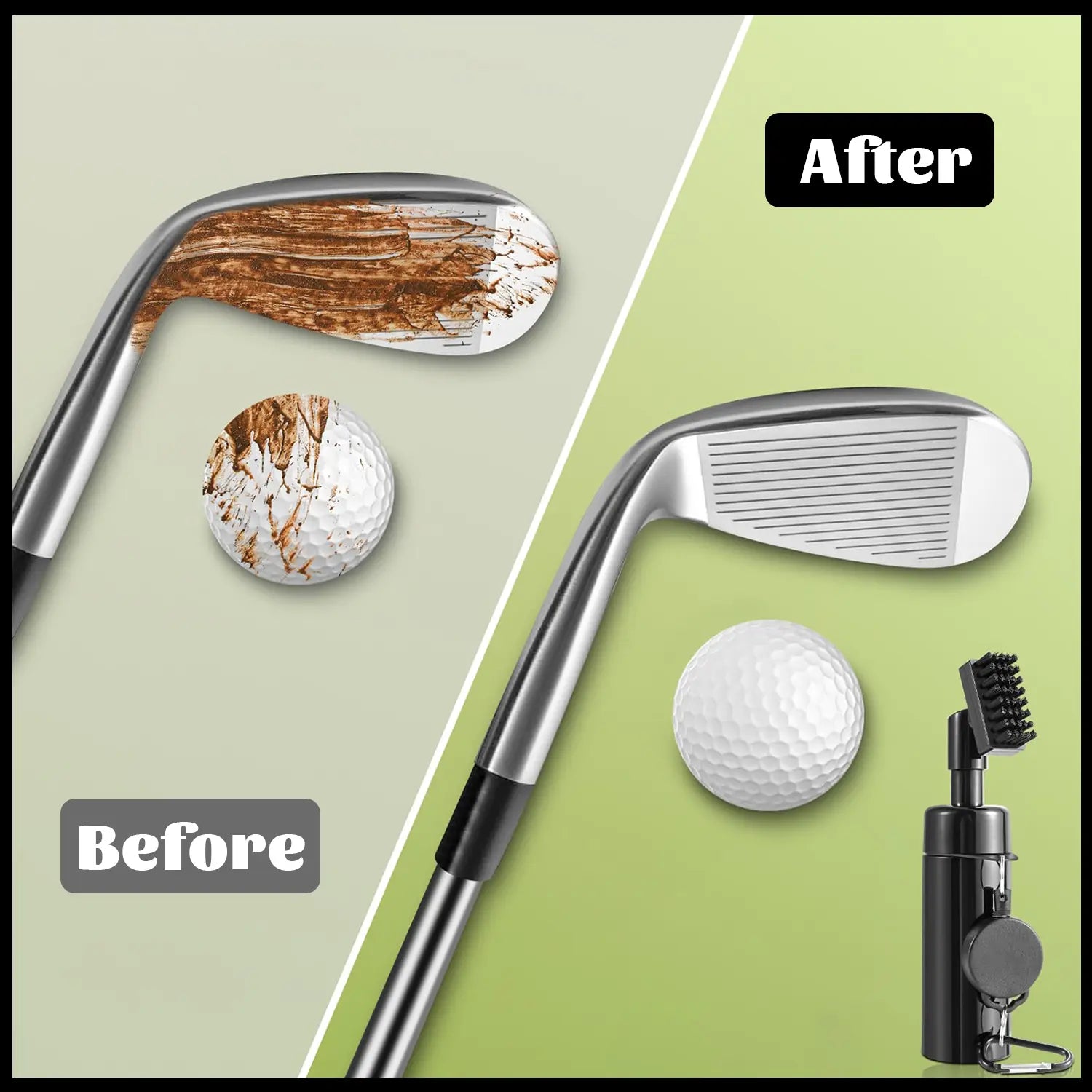 Professional Golf Club Cleaner Brush with Retractable Clip - 2-in-1 Portable Cleaning Tool for Golf Accessories, 5 Ounce Water Capacity