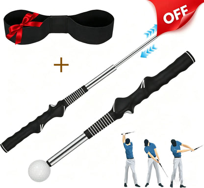 Professional Golf Swing Trainer with Stainless Steel Shaft and Rubber Grip - Portable Device with Click Feedback for Tempo Training Suitable for All Skill Levels