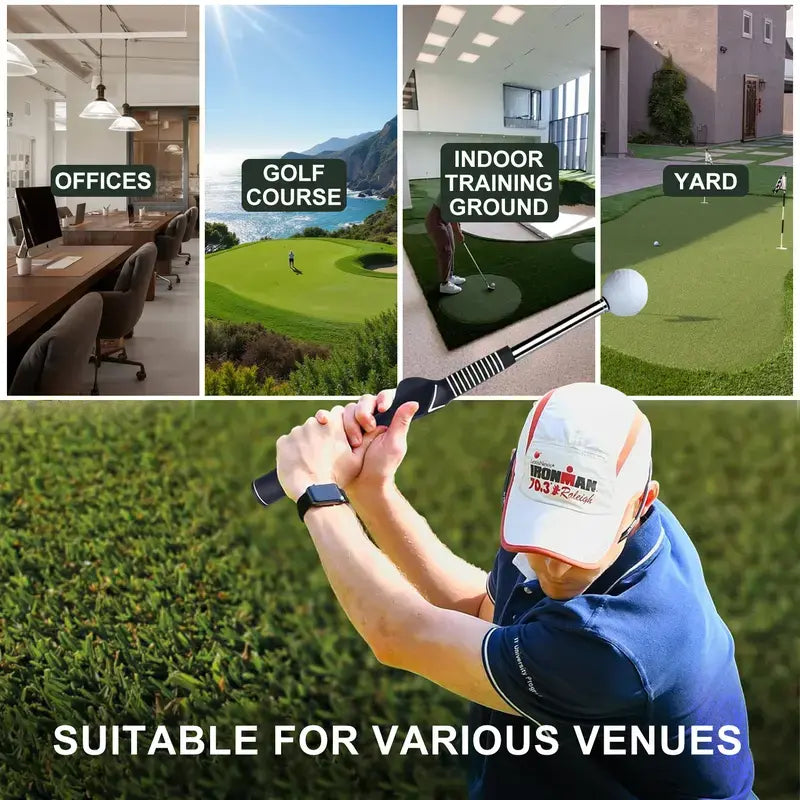 Professional Golf Swing Trainer with Stainless Steel Shaft and Rubber Grip - Portable Device with Click Feedback for Tempo Training Suitable for All Skill Levels